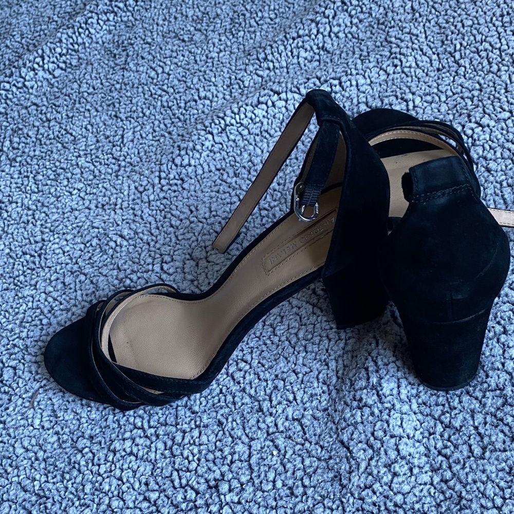 ANTONIO MELANI Black Suede Strappy Ankle-Heel Sandals - Picture 3 of 6